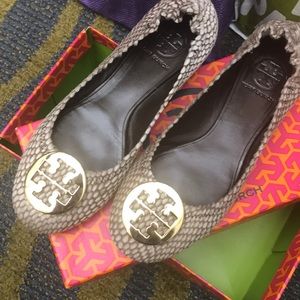 Tory Burch snake print flats